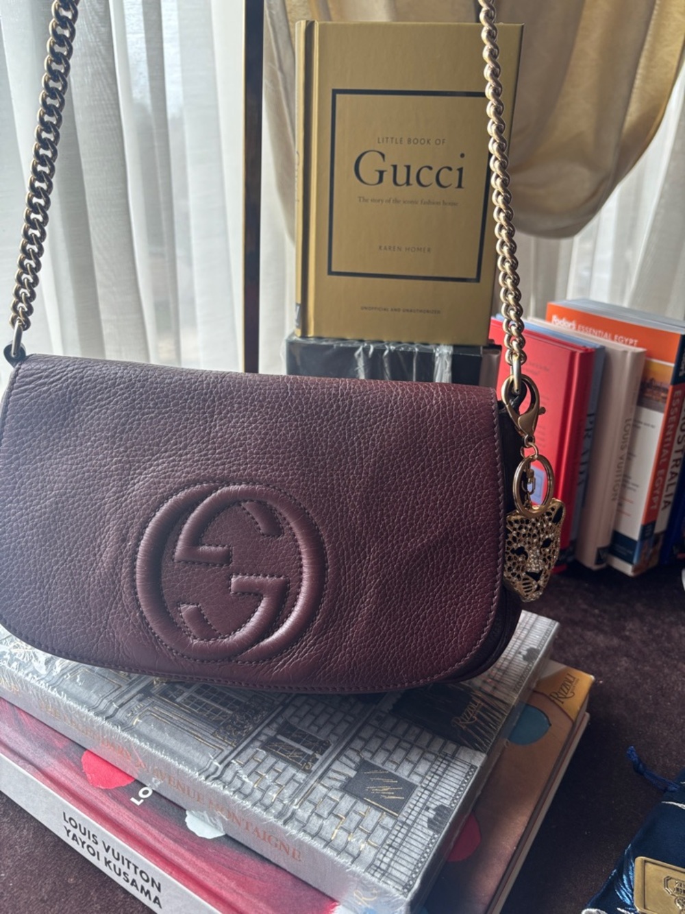 EUC Gucci Pebbled Leather Burgundy Shoulder Bag